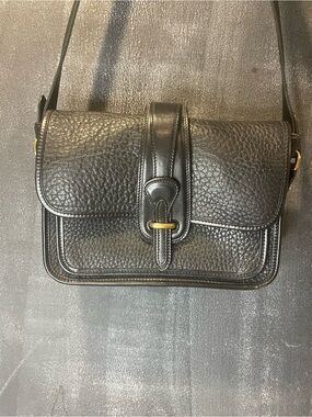 Vintage Dooney & Bourke Black Pebbled Leather Crossbody Saddle Bag USA Made